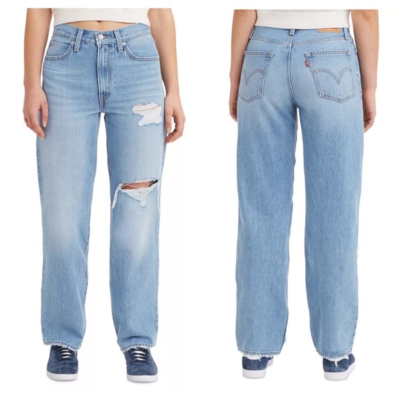 Levi’s ‘94 Baggy Mid Rise Straight Leg Jeans Distressed Medium Blue 25 26 29 30 - Picture 3 of 15